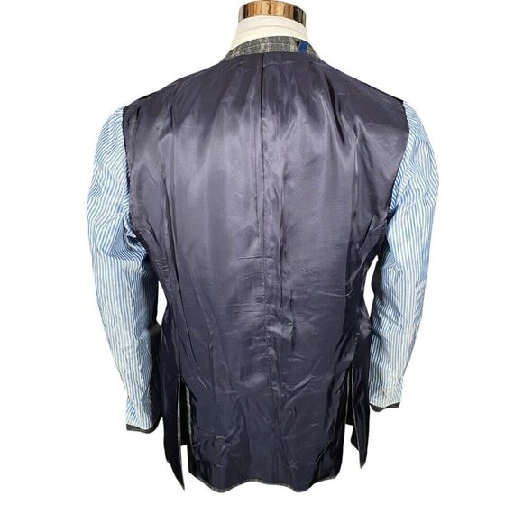 Faconnable Loro Piana Sport Coat 41R Wool Cashmere Silk Flannel Grey Plaid - Picture 11 of 16